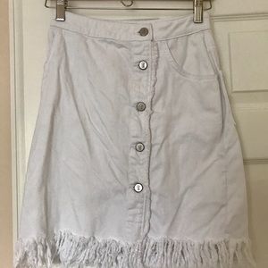 Pilcro White Denim Frayed Skirt